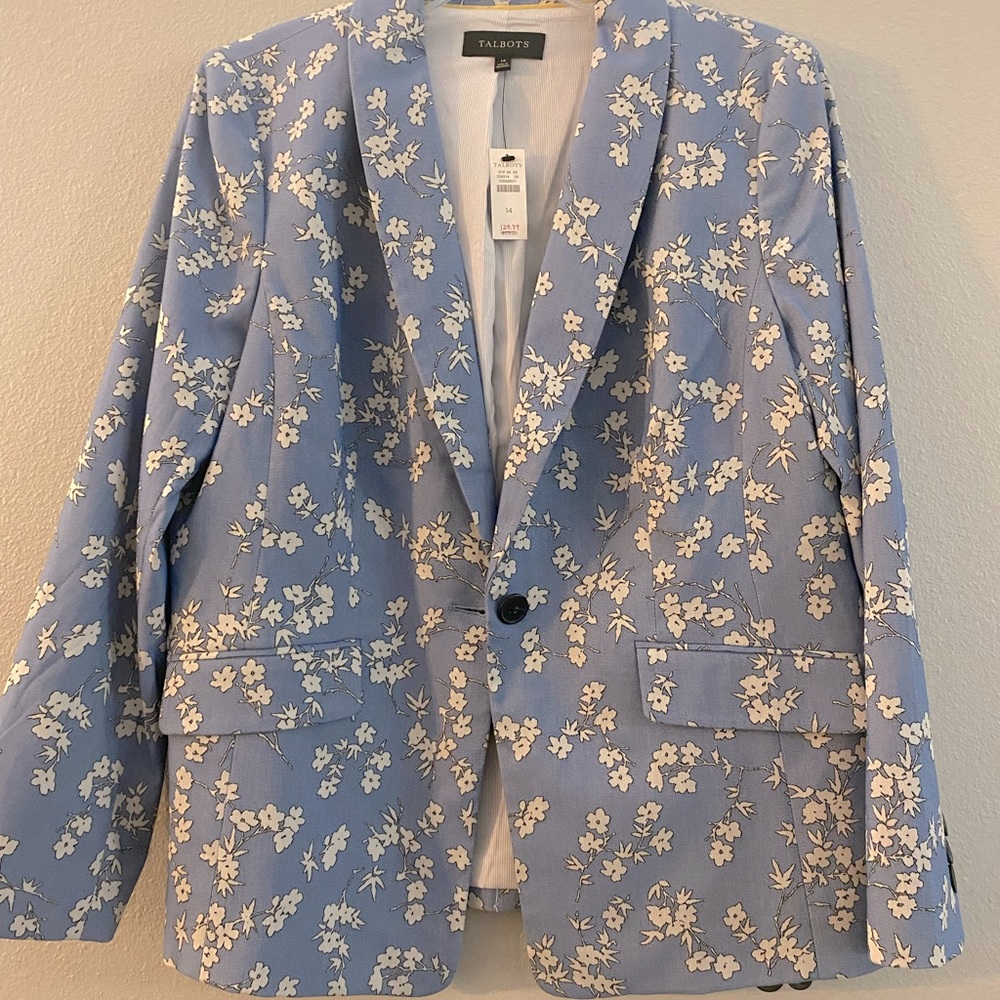 Talbots FLORAL JACQUARD BLAZER size 14 NWT.